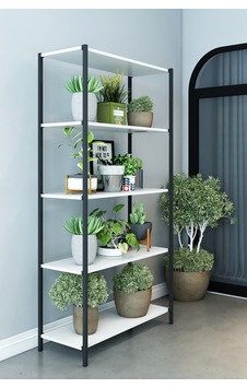Scarlet 5 Raflı Çiçeklik Saksılık Saksı Standı Dekoratif Çok Amaçlı Raf 150 Cm Beyaz Beyaz