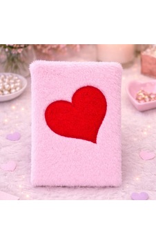 Kalpli Pembe Peluş Defter 124-Pembe