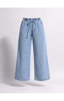 Ymr Moda Beli Lastikli Tensel Jeans Buz Mavisi