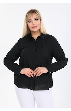 Pera Moda Büyük Beden %100 Pamuk Gömlek Siyah Pera Moda Büyük Beden %100 Pamuk Gömlek Siyah