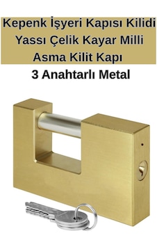 Yüksek Güvenlikli Kayar Milli Asma Kilit -79 Mm Kepenk İşyeri Kapısı İ Yassı Çelik Kayar Milli Kapı