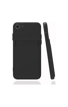 Fibaks iPhone 7 Plus/8 Plus Uyumlu Kılıf Kamera Korumalı Kartlıklı Cüzdanlı Siyah Tuşlu Siyah Silikon Kapak Fibaks iPhone 7 Plus/8 Plus Uyumlu Kılıf Kamera Korumalı Kartlıklı Cüzdanlı Siyah Tuşlu Siyah Silikon Kapak