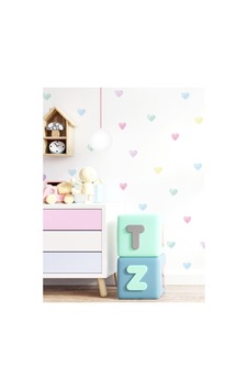 Pastel Suluboya Kalpler Duvar Sticker Set Renkli