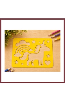 Storeşahin 3d Baskı Unicorn Ve Gökkuşağı Çizim Şablonu - Desen Kalıbı - Sarı Shn0720 Storeşahin 3d Baskı Unicorn Ve Gökkuşağı Çizim Şablonu - Desen Kalıbı - Sarı Shn0720
