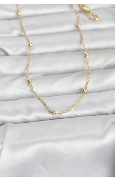CM 14k Gold Renk Burgu Ve Top Zincirli Model 60 CM Kadın Kol Tdrtr CM 14k Gold Renk Burgu Ve Top Zincirli Model 60 CM Kadın Kol Tdrtr