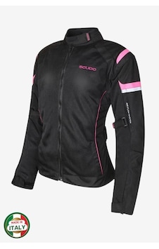 Scudo Lısbon Pembe Kadın Motosıklet Ceketı Pembe - Siyah