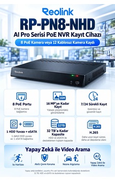 Reolink Rp-pn8-nhd 12 Kanal 8 Poe Portlu 16mp Aı Pro Serisi Nvr Reolink Rp-pn8-nhd 12 Kanal 8 Poe Portlu 16mp Aı Pro Serisi Nvr
