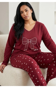 Siyah İnci Pamuklu Likralı Büyük Beden Battal Boy Örme Pijama Takım26240909 Bordo Siyah İnci Pamuklu Likralı Büyük Beden Battal Boy Örme Pijama Takım26240909 Bordo