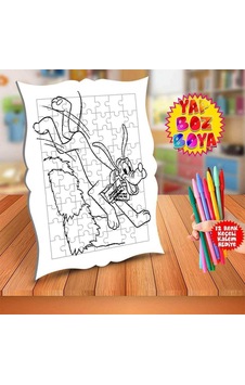 Samandan Atlayan Köpek Çocuk Boyama Puzzle Tablo-65-by