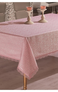 Gülce Dantelli Masa Örtüsü Pembe 160X220 Gülce Dantelli Masa Örtüsü Pembe 160X220