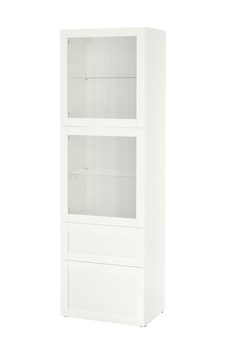 Dolap Kombinasyonu, Beyaz-şeffaf Cam, 60x42x193 Cm, Hanvıken, Fren Raylı Dolap Kombinasyonu, Beyaz-şeffaf Cam, 60x42x193 Cm, Hanvıken, Fren Raylı