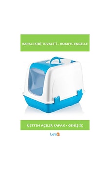 Üstten Açılır Kapalı Kedi Tuvaleti Mavi Yavru Ve Yetişkin Kediler İçin Üstten Açılır Kapalı Kedi Tuvaleti Mavi Yavru Ve Yetişkin Kediler İçin