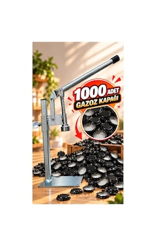 Gazzel Şişe Kapatma Aleti Gazoz Soda Şişesi Taç Kapak Makinası + 1000 Adet Kapak Açık Gri Gazzel Şişe Kapatma Aleti Gazoz Soda Şişesi Taç Kapak Makinası + 1000 Adet Kapak Açık Gri