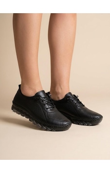 Beren Hakiki Deri Siyah Kadın Ayakkabı Lazer Delikli Ortopedik Taban Casual Günlük Yürüyüş Ayakkabısı Sneakers Beren Hakiki Deri Siyah Kadın Ayakkabı Lazer Delikli Ortopedik Taban Casual Günlük Yürüyüş Ayakkabısı Sneakers