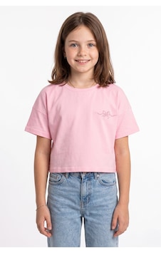 Fullamoda Kurdele Kabartma Baskılı Kız Çocuk Crop Tişört Pembe Fullamoda Kurdele Kabartma Baskılı Kız Çocuk Crop Tişört Pembe