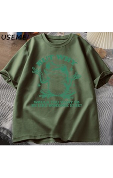 Flood Of Style Ama Neden Başka Biri Gibi Olmak İstersiniz T-shirt Erkekler Retro Komik Kurbağa Grafik T Shir Yeşil