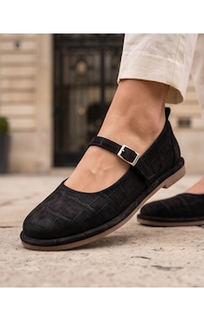 Futsishoes Sora Siyah Hakiki Kroko Süet Deri Rahat Kalıp Mary Jane Tokalı Kadın Babet Futsishoes Sora Siyah Hakiki Kroko Süet Deri Rahat Kalıp Mary Jane Tokalı Kadın Babet