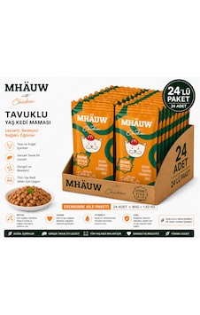 Mhauw Tavuklu Kıyılmış Pouch Yetişkin Kedi Konservesi 80 Gr 24'li Paket Mhauw Tavuklu Kıyılmış Pouch Yetişkin Kedi Konservesi 80 Gr 24'li Paket