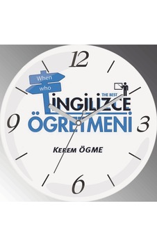 Kişiye Özel The Best Of İngilizce Öğretmeni Çap 30cm Sessiz Akar Bombeli Gerçek Cam Duvar Saati Siyah