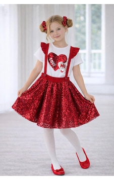 Dıgıl Kids Slopet Kız Çocuk Takım Gösteri Kıyafeti Pulpayet Kırmızı Dıgıl Kids Slopet Kız Çocuk Takım Gösteri Kıyafeti Pulpayet Kırmızı