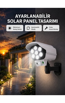 Pvc+pc Malzemeli, 2'si 1 Arada Güvenlik Lambası Ayarlanabilir Başlık Ve Panel Açısı 18141822 Pvc+pc Malzemeli, 2'si 1 Arada Güvenlik Lambası Ayarlanabilir Başlık Ve Panel Açısı 18141822