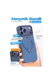 Fulltech Ftpc10 Apple iPhone Uyumlu 17 Pro Max Mavi Magsafe Kılıf 360 Döner Metal Halkalı Standlı Manyeti Fulltech Ftpc10 Apple iPhone Uyumlu 17 Pro Max Mavi Magsafe Kılıf 360 Döner Metal Halkalı Standlı Manyeti