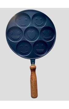 Babi Home Granit Pankek Tava Gülenyüz Emojili Krep Tava 26 Cm Siyah Sökülebilir Kulplu Siyah - Kahverengi