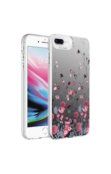 Apple Uyumlu iPhone 8 Plus Kılıf Desenli Zore Silver Sert Kapak-Çiçek Apple Uyumlu iPhone 8 Plus Kılıf Desenli Zore Silver Sert Kapak-Çiçek