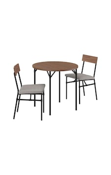Mutfak Masası Takımı , Çam Kahverengi Vernikli-tibbleby Koyu Bej, 2 Sandalyeli, Sabit, 80 Cm