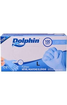 Dolphin Pudrasız Mavi Nitril Muayene Eldiveni 100'lü Dolphin Pudrasız Mavi Nitril Muayene Eldiveni 100'lü
