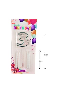 Mika Şeffaf 3 Rakam Gümüş Mum Set Mika Şeffaf 3 Rakam Gümüş Mum Set
