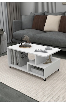Enda Home Sultan Tekerli Orta Sehpa 86,5x50 Cm Ahşap - Beyaz
