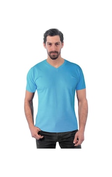 V Yaka Tişört, Açık Mavi -113E240- T-Shirt, Tshirt, Kısa Kollu V Yaka Tişört, Açık Mavi -113E240- T-Shirt, Tshirt, Kısa Kollu