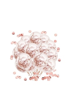 Rose Gold Konfetili Şeffaf Balon Seti - 10 Adet Rose Gold Konfetili Şeffaf Balon Seti - 10 Adet