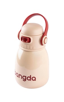 Bangda Bej Çift Katmanlı Tutacaklı Paslanmaz Çelik Çocuk Termosu 600ml Bej