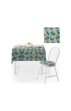Yaprak Desenli Turuncu Yeşil Beyaz Dijital Baskılı Petek Dokuma Masa Örtüsü 140x140 Yaprak Desenli Turuncu Yeşil Beyaz Dijital Baskılı Petek Dokuma Masa Örtüsü 140x140