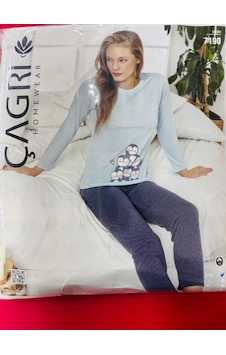 Çağrı Bayan Pijama Takımı-7190 Açık Mavi-antrasit Çağrı Bayan Pijama Takımı-7190 Açık Mavi-antrasit