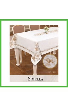 Vaveni Simella Keten 160x260 Cm Krem-god Detay Masa Örtüsü Şık Yemek Masası Dekoru Arz Vaveni Simella Keten 160x260 Cm Krem-god Detay Masa Örtüsü Şık Yemek Masası Dekoru Arz