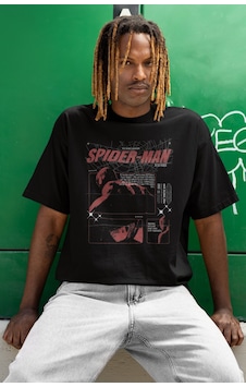 Tasarım Spiderman Örümcek Adam Baskılı Unisex Oversize Peter Park Siyah Tasarım Spiderman Örümcek Adam Baskılı Unisex Oversize Peter Park Siyah