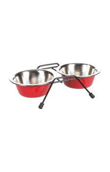 Flamingo Arjun Standlı İkili Çelik Mama Kabı Seti Kırmızı-gri 2x380ml Flamingo Arjun Standlı İkili Çelik Mama Kabı Seti Kırmızı-gri 2x380ml
