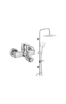 Eca Luna Banyo Bataryası+T-May Banyo Çamlıca Kare Tepe Duş Takımı Seti Paslanmaz Krom Diğer