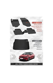Sahler Opel Corsa F 2020+ Uyumlu 4.5d Premium Havuzlu Oto Paspas Ve Liner Marka 3d Bagaj Havuzu