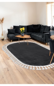 Dijidekor Peluş Halı Koyu Gri Cool Saçaklı Oval Kesme Post Yo... Dijidekor Peluş Halı Koyu Gri Cool Saçaklı Oval Kesme Post Yo...