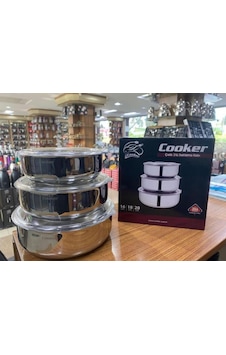 Cooker 3Lü Çelik Saklama Kabı 16 18 20 Cm Çok Renkli Cooker 3Lü Çelik Saklama Kabı 16 18 20 Cm Çok Renkli
