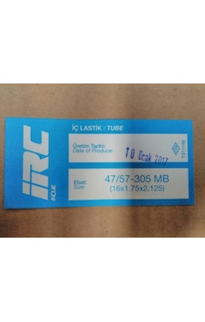 Irc İç Lastik 16x1.75x2.125 47/57-305 Mb 8602 Irc İç Lastik 16x1.75x2.125 47/57-305 Mb 8602
