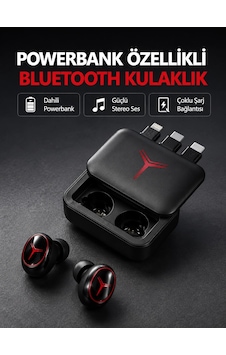 Powerbank Özellikli Bluetooth Kablosuz Kulaklık Dokunmatik Kontrol, Uzun Pil Ömrü, Ergonomik Tasar Powerbank Özellikli Bluetooth Kablosuz Kulaklık Dokunmatik Kontrol, Uzun Pil Ömrü, Ergonomik Tasar