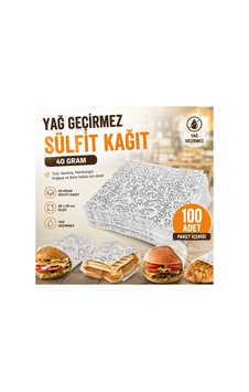 Yağ Geçirmez Sülfit Kağıt 40 Gr 50x35 Cm 100 Adet Hamburger Tost Sandviç Paketleme Kağıdı Yağ Geçirmez Sülfit Kağıt 40 Gr 50x35 Cm 100 Adet Hamburger Tost Sandviç Paketleme Kağıdı