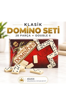28 Taşlı Lüks Domino Seti Çift 6 Kutulu Klasik Aile Strateji Zeka Oyunu 2-4 Oyuncu Yetişkin Ve Çocuk