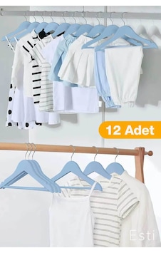 Esti 12 Adet - Ahşap Görünümlü Çocuk Ve Bebek Elbise ,kıyafet Askısı Mavi Kahverengi Esti 12 Adet - Ahşap Görünümlü Çocuk Ve Bebek Elbise ,kıyafet Askısı Mavi Kahverengi
