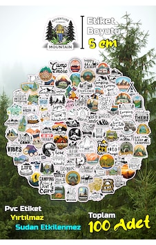 Kamp Temalı Camping Outdoor Adventure Sticker Seti Model-5 5cm - 100 Adet 5cm Kamp Temalı Camping Outdoor Adventure Sticker Seti Model-5 5cm - 100 Adet 5cm